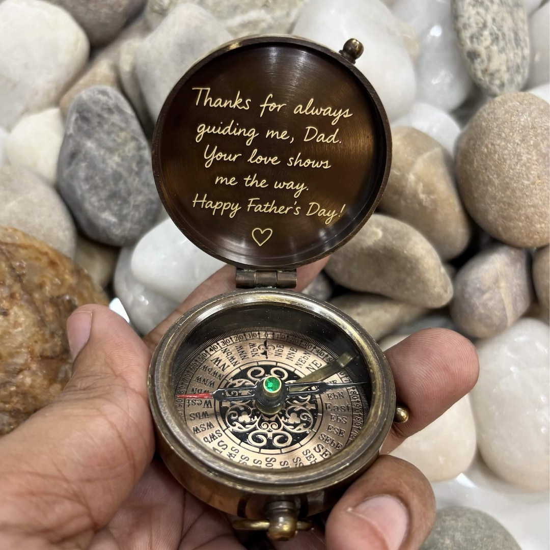 Personalized Compass, Engraved Brass Pocket Compass With Leather Case ...