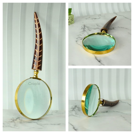 Vintage Brass Magnifying Glass: Handheld 5x Magnification  display picture 1