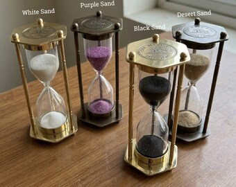 Reloj de arena hexagonal de latón de 2 minutos, pequeño reloj de arena antiguo para escritorio, ideal como regalo.