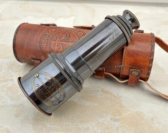 Dollond London Personalisierte Messingteleskop, Antikes Spionglas-nautisches Forscher-Geschenk mit Ledertasche