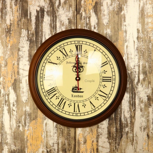 Vintage London Wall Clock, Roman Numeral Wooden Antique Style Home Decor Rustic Farmhouse Clock