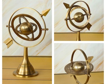 Vintage Decor Brass Armillary Globe | Brass Decor Celestial Globe | Antique Gift Brass Astrolabe | table top decor Sphere Armillary Globe