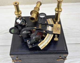 Handgefertigter Messing Sextant mit Holzkiste, glänzendes Finish Nautisches Instrument Sammler Geschenk