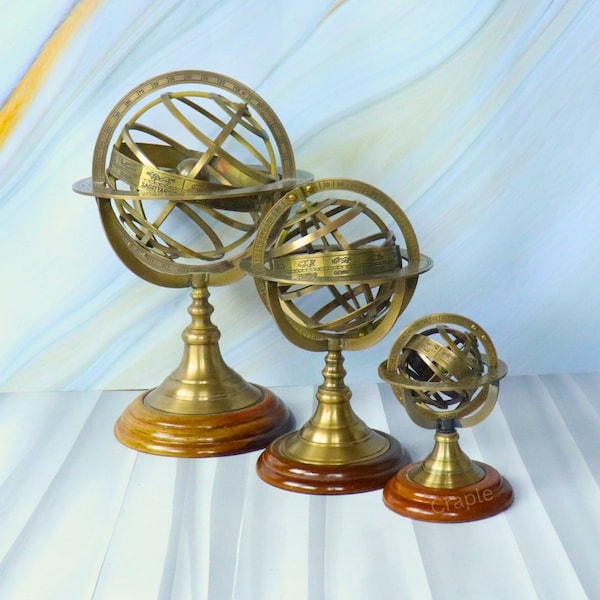 Armillary Globe - Handcrafted Brass Armillary Sphere, Nautical World Globe, Perfect Educational Gift for Collectors