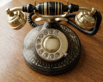 1920er Jahre Stil Vintage Wählscheibe Telefon, Antikes Messing Schreibtisch Schöpftelefon Büro Dekor Geschenk