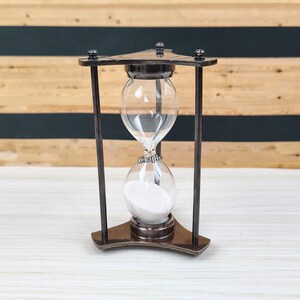 Black Antique Brass Hourglass 2 Minute Sand Timer Nautical Desk Decor image 4