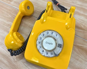 Retro Telefon mit Wählscheibe, 1960er Jahre inspirierter Festnetzanschluss, Mid Century Dekor