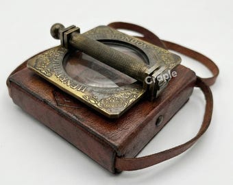Antique Brass Folding Magnifying Glass | 5× Pocket Magnifier | Vintage 19th Century Nautical Collectible Gift