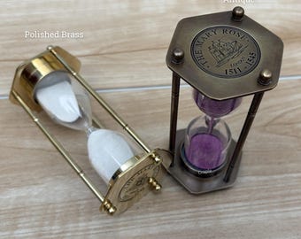 2 Minuten Hexagon Messing Sanduhr, kleine antike Schreibtisch Dekor Sanduhr Geschenk