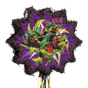 1 Teenage Mutant Ninja Turtles Multi-color Birthday Pull String Pinata,