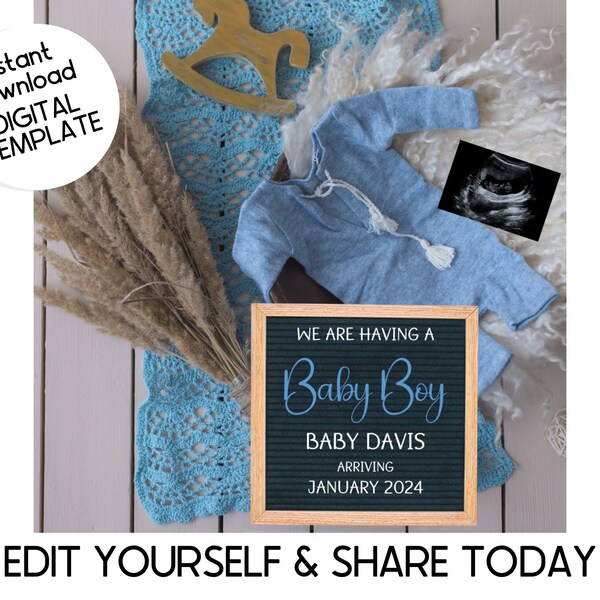 Baby Boy Pregnancy Announcement Etsy