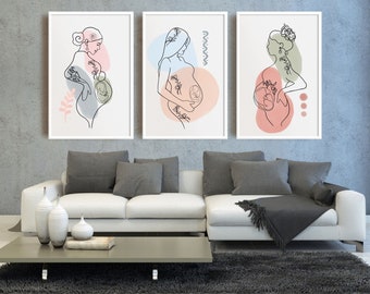 Pregnancy Line Art Set 3 | Abstract Line Art Prints | Female Line Art | Pregnancy Wall Art | Minimalist Wall Art Gift | Pregnancy Gift