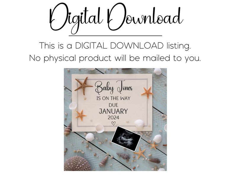 EDITABLE Nautical Pregnancy Announcement Beach Pregnancy Announcement