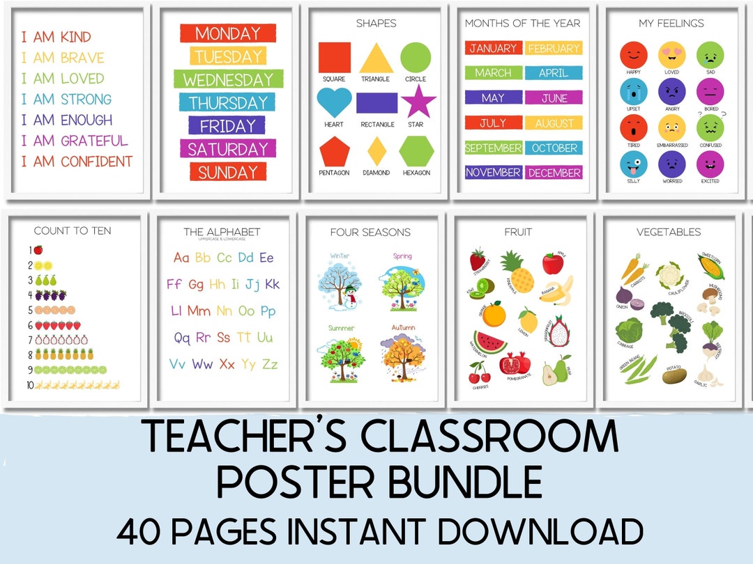 Teacher's Classroom Posters Educational Poster Bundle Printable ...
