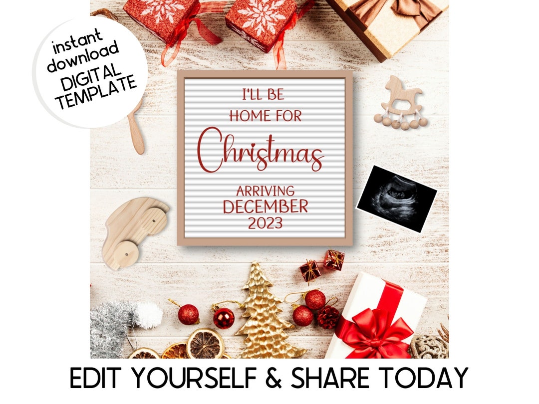 EDITABLE December Pregnancy Announcement Digital Pregnancy Etsy