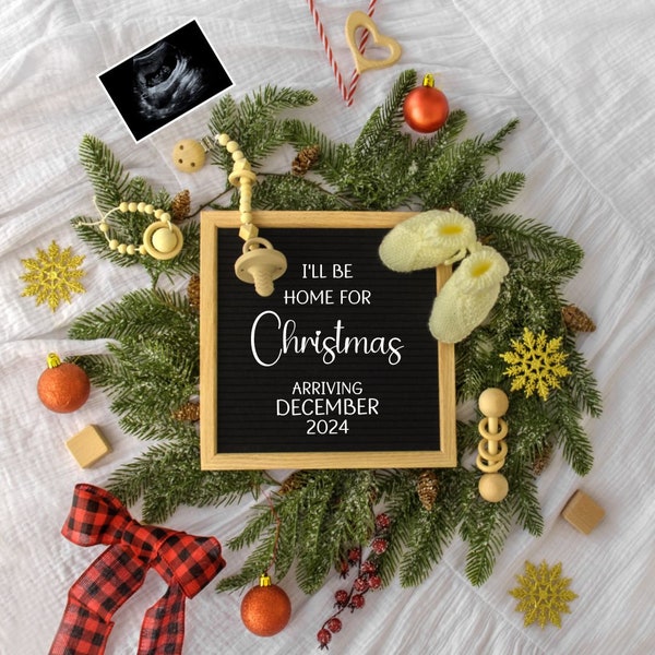 EDITABLE December Baby Pregnancy Announcement | Pregnancy Announcement Christmas Baby | Xmas Baby Pregnancy Announcement | Digital Pregnancy