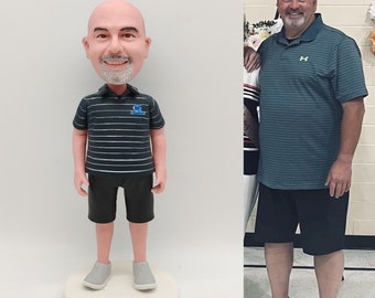 Custom Bobblehead Figurine From Photo, Personalized Man Doll, Polymer Clay Keepsake