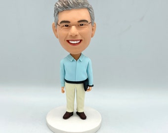 Custom Father's Day Bobblehead, Handmade Polymer Clay Figurine,