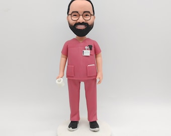 Custom Doctor Bobblehead Figurine, Personalized Clay Doctor Gift,