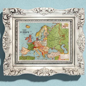 Digitale print antieke kaart van Europa – muurkunst 'Bacon's Standard Map of Europe'