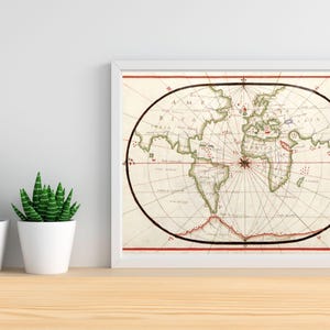 Mapa do mundo vintage | Carta de navegação antiga Download digital