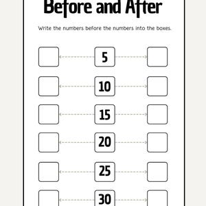 Before and After Numbers Worksheet Fun and Educational Printable for ...
