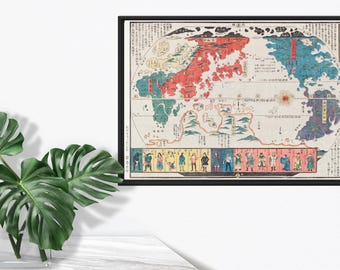 1850年の日本の世界地図 – ペリー提督来航と近代化以前の鎖国時代の