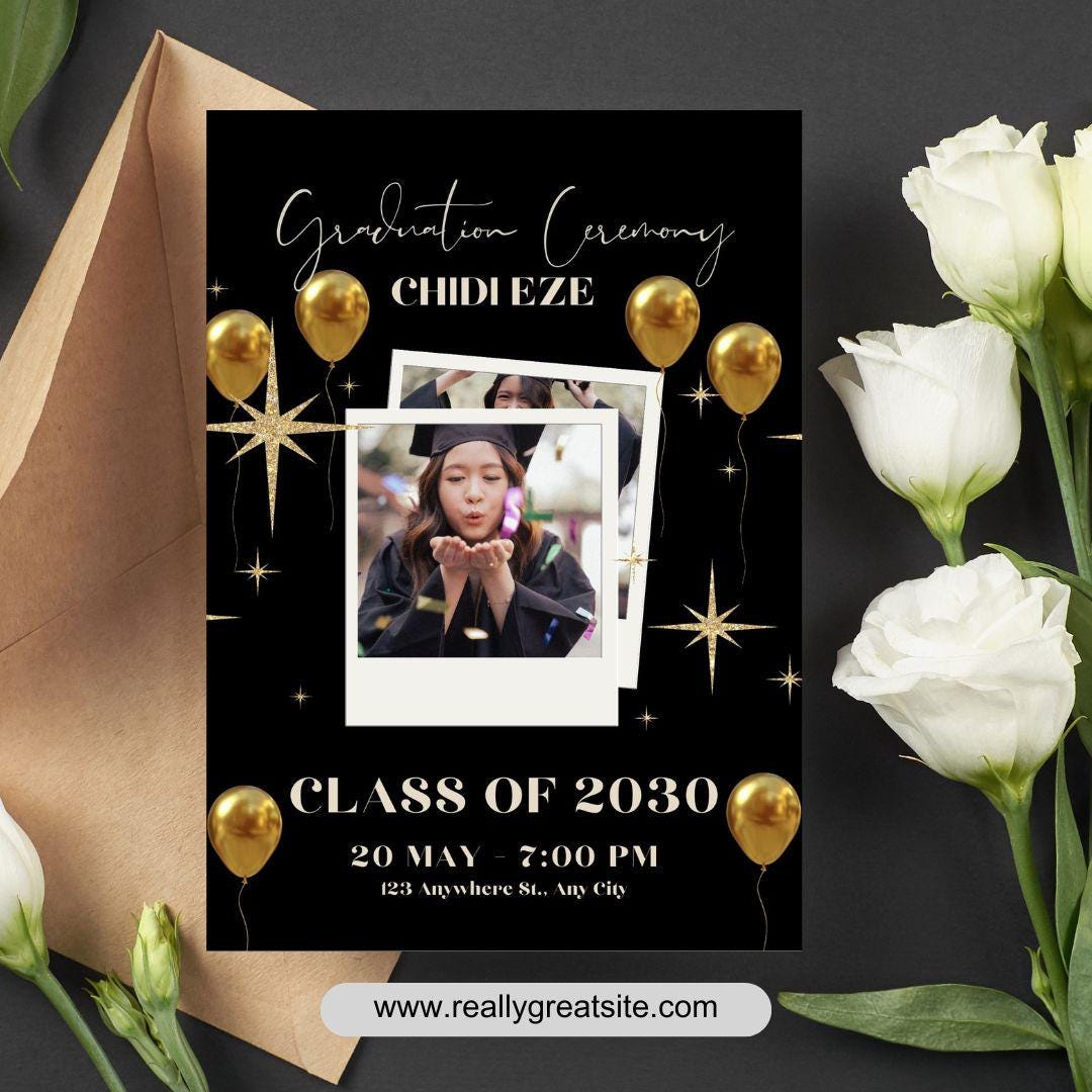 Elegant Graduation Ceremony Invitation - Class of 2030 Digital Editable ...