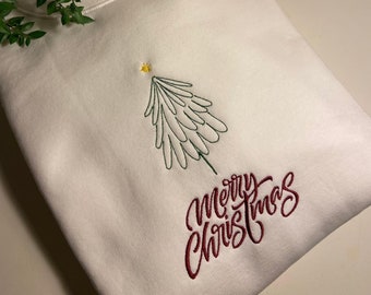 Embroidered Merry Christmas Sweatshirt Gift