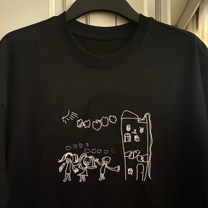 EMBROIDERED Custom Kids Photo Drawing Tshirt Sweatshirt as a Personalized Unique Special Gift for Moms, Dads, Aunts, Sisters image 2