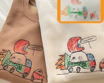 Camiseta con dibujo de fotografía personalizada para niños BORDADA como regalo especial único personalizado para mamás, papás, tías y hermanas