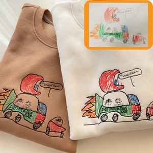 EMBROIDERED Custom Kids Photo Drawing Tshirt Sweatshirt as a Personalized Unique Special Gift for Moms, Dads, Aunts, Sisters image 1
