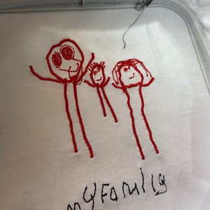 photo embroidery	custom crewneck	personalized tshirt	kids drawing	outline drawing	look what i made	custom photo shirt