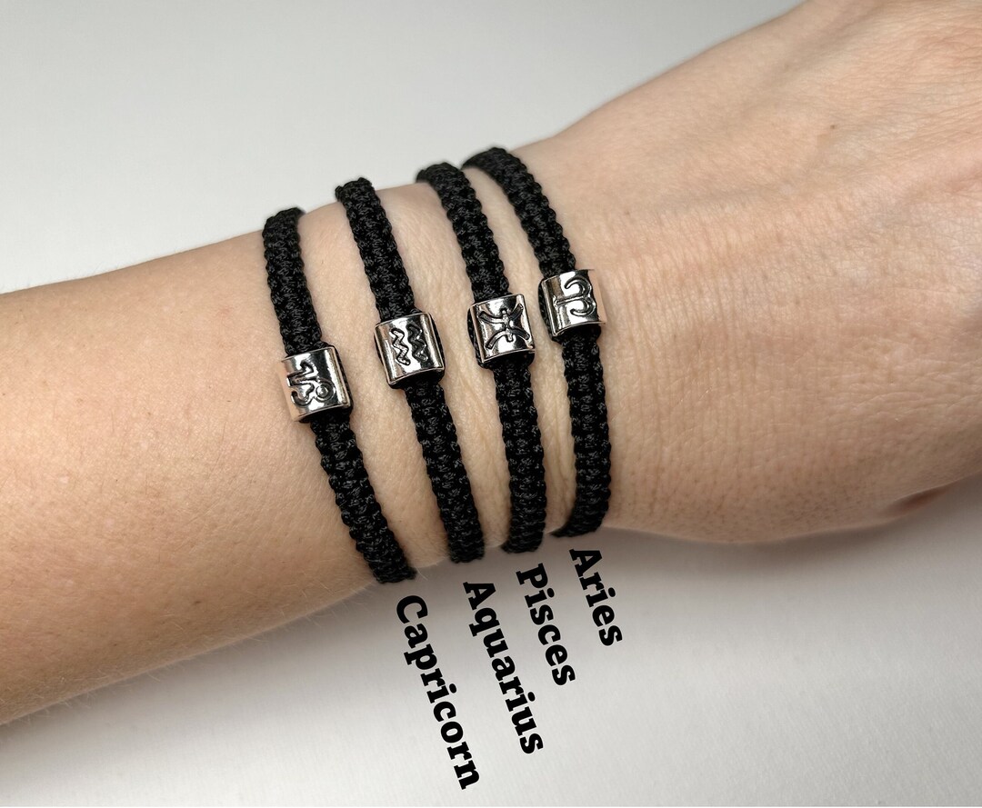 Macrame Antique Tube Zodiac Horoscope Bracelet With a Wish Card and a