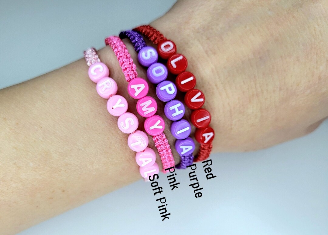 Set of 2 Personalized Name Bracelets With a Wish Card and a Gift Wrap