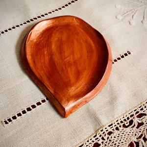 Rose Copper Painted Tear Drop Clay Dish - Wabi Sabi Style