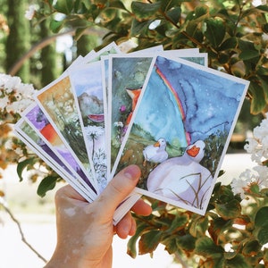 Cartes postales « Pétales et pattes » - Lot de 8 | Jeu de cartes | Cartes postales nature | Cartes postales d'animaux | Correspondant | Style cottage | Papier recyclé