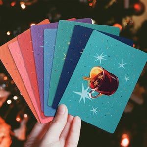 Cartes postales « Saveurs de Noël » - Lot de 8 | Cartes de vœux | Art culinaire de Noël | Papeterie festive | Correspondant | Cadeaux gourmands | Mini-impressions