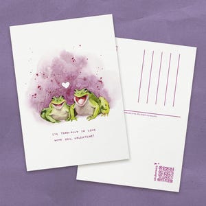 Cartolina acquerello con rana stravagante / Regalo per San Valentino, Galentine e coppie / Graziosa decorazione murale per l'appartamento