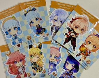 Pegatinas de Inazuma Chibi de Genshin Impact: vinilos brillantes