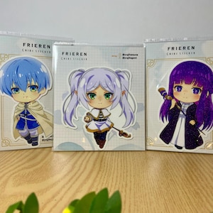 Frieren Vinly Chibi Stickers with Glittery Phototop Frieren Fern Himmel