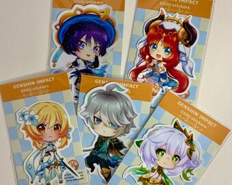 Pegatinas Chibi de Genshin Impact: Personajes de Sumeru, vinilo brillante