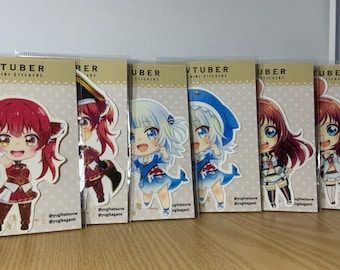 Pegatinas de vinilo de Chibi de Vtubers con foto superior brillante Houshou Marine Gawr Gura Kizuna Ai