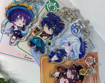 Llavero Genshin Impact Chibi Hutao Kinich Wanderer Furina