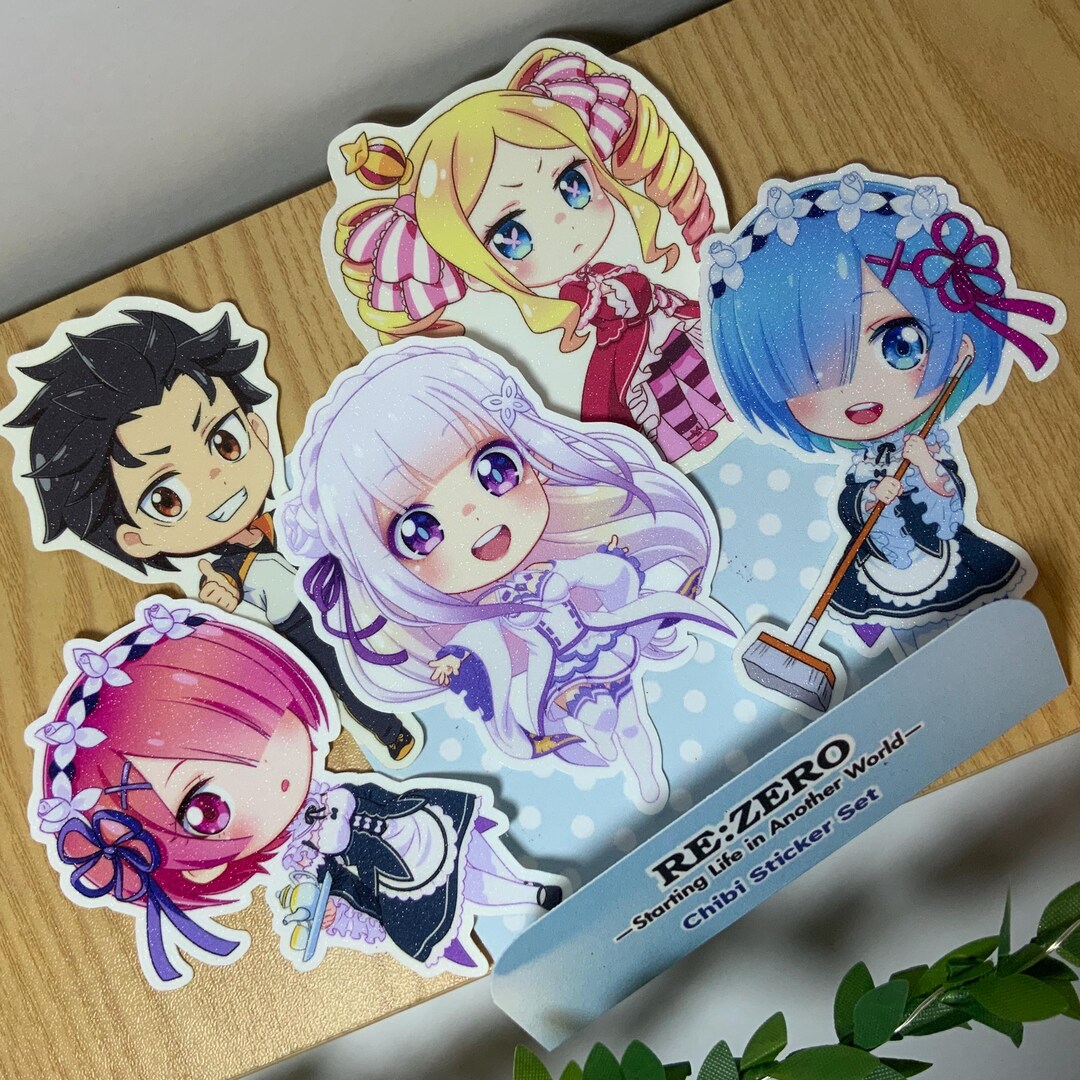Re:zero Chibi Sticker Set Natsuki Subaru, Emilia, Rem, Ram, Beatrice - Etsy
