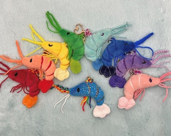 Shrimp plush keychain (made to order)