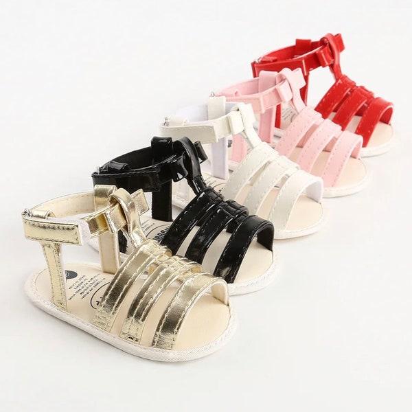 Baby/toddler girl sandals, spring shoes, summer, white, pink and black
