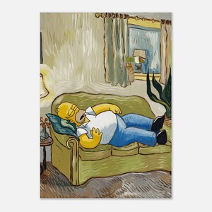 Van Gogh Style Homer Simpson Print - Starry Night Inspired Wall Art - Impressionist Cartoon Decor - Fun Pop Culture Poster