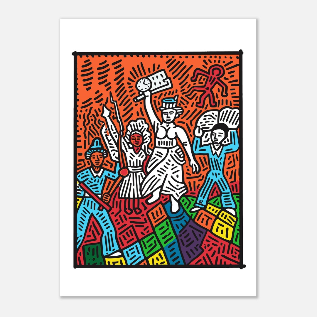 Pop Art Liberty Leading the People Print - Keith Haring Inspired Wall ...