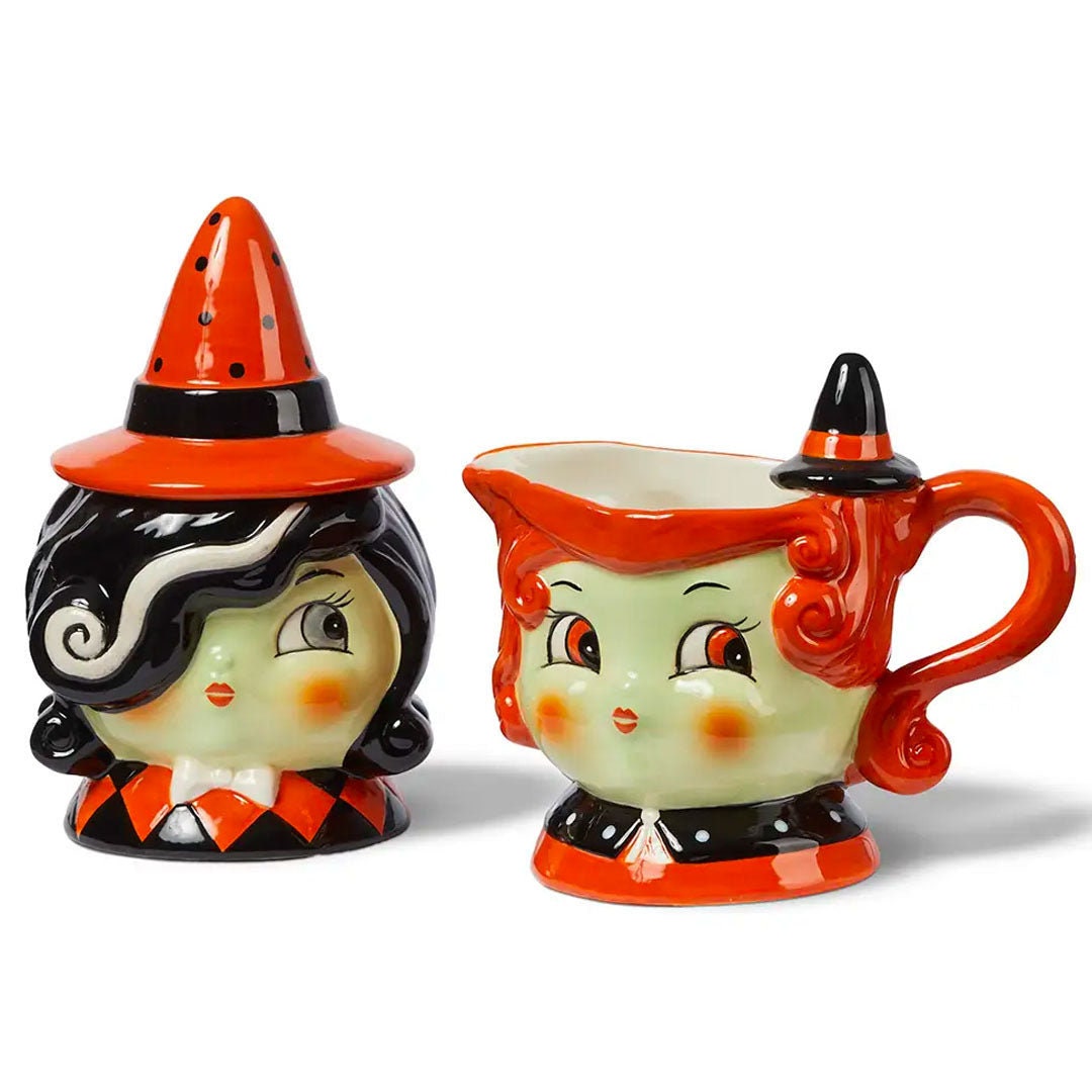 Johanna Parker Carnival Cottage Witch Cream & Sugar Set of 2 Etsy